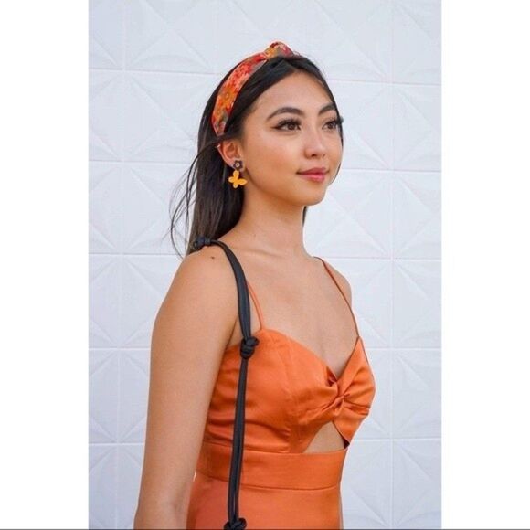 Chloe Dao Twist Front Satin Dress Size Medium - Picture 5 of 11